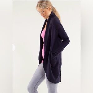 Lululemon Transformation Wrap Navy Open-Front Cocoon Cardigan Sweater 4/6